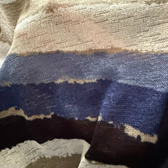 Summer Weight Knit Tunic Round Neck Short Sleeves Navy Stripe XL - Picture 4 of 4